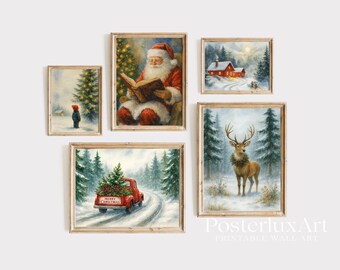 Vintage Christmas Wall Art Set, image 1
