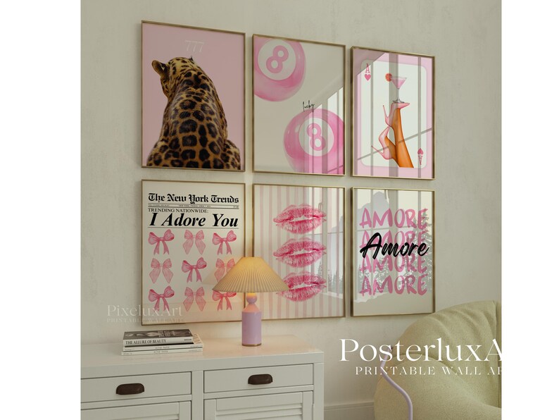 Y2K Pink Wall Art Set