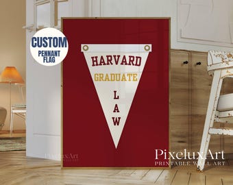 Bandera de graduación personalizada/Bandera vintage personalizada, decoración moderna para dormitorio, regalo imprimible para personas mayores, collage retro de pared para regalar.