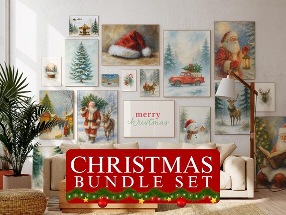 Christmas Wall Art Bundle Set of 17