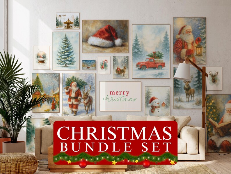 Christmas Wall Art Bundle Set of 17