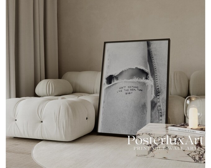 Black & White Denim Art Print – Modern Stylish Jeans…