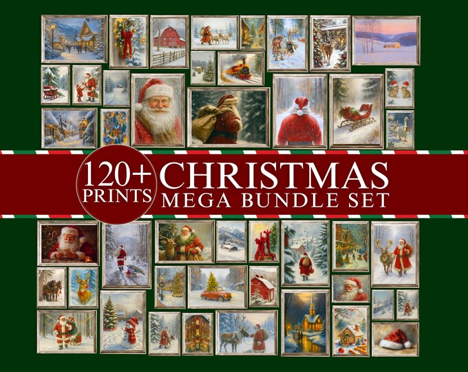 Christmas Mega Bundle Set, 120+ Vintage Christmas Prints…