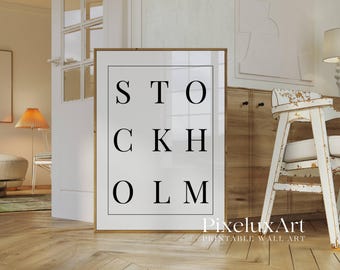 Stockholm Minimalist Typography Poster, image 3