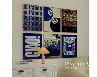 Navy Blue Leopard Wall Art Set, image 1