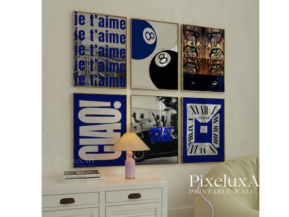 Navy Blue Leopard Wall Art Set
