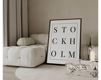 Stockholm Minimalist Typography Poster, image 1