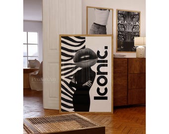 Iconic Lips Zebra Collage Apartment Print, image 2