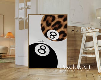 Leopard & Black Lucky 8 Ball Print, image 3
