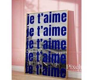 Navy Blue Je T'aime Wall Art, image 5