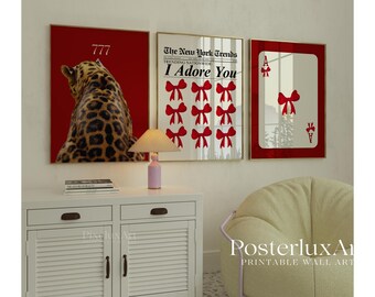 Gallery Girly Red Cheetah Wall Art Set, image 2