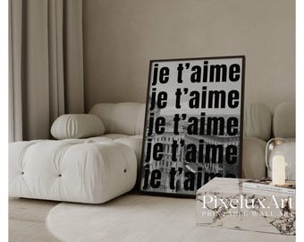 Je T'aime Typography Poster, image 1