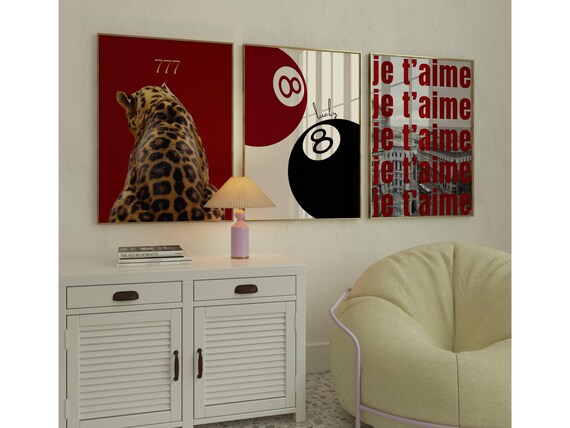 Red Leopard Wall Art Set