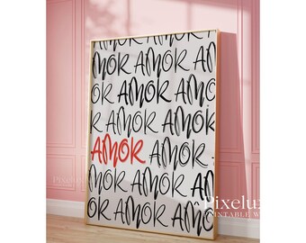 Amor Poster – Retro Amor Typography Art Print, Amore Wall Decor, image 3