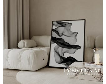 Black & White Abstract Flow Wall Art, image 1