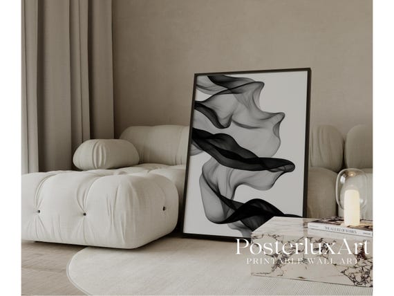 Black & White Abstract Flow Wall Art