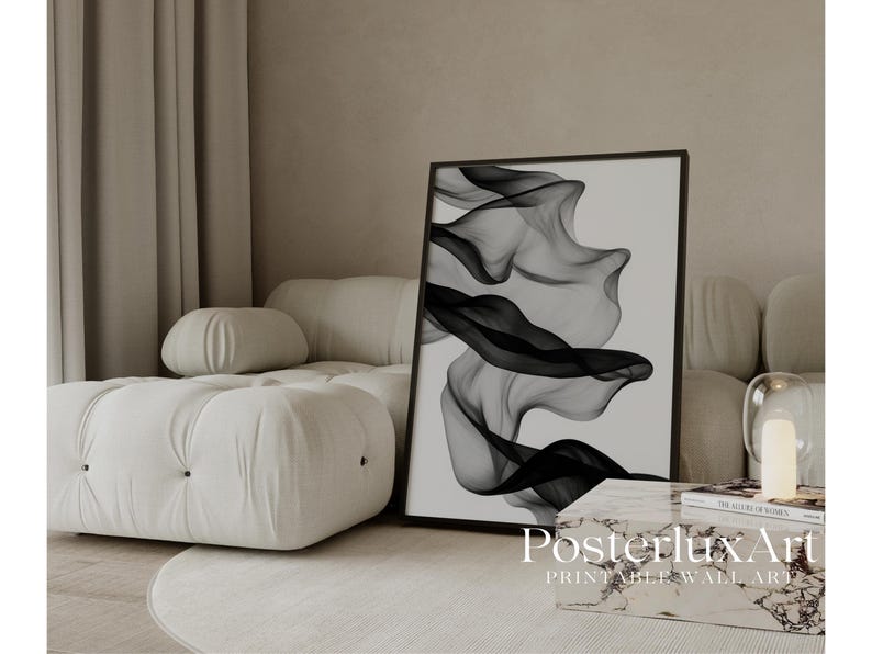 Black & White Abstract Flow Wall Art