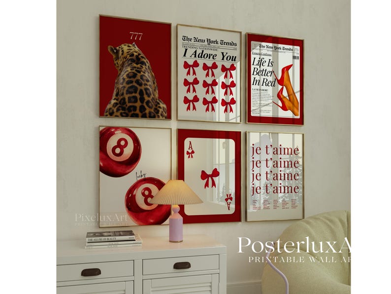 Gallery Girly Red Cheetah Wall Art Set