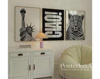 Stockholm Black and White Wall Art Set of 3, image 2