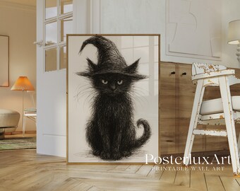 Witch Cat Wall Art Print, image 3