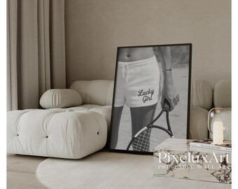 Black & White Old Money Aesthetic Tennis Print, image 1