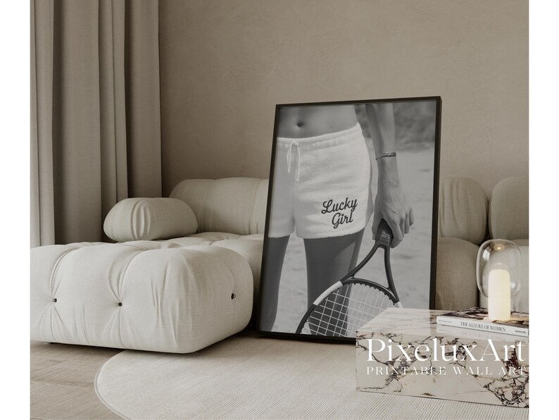 Black & White Old Money Aesthetic Tennis Print