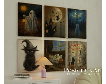 Vintage Halloween Wall Art Bundle Set of 18 Prints, image 5