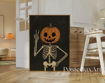 Pumpkin Skeleton Halloween Wall Art, image 4