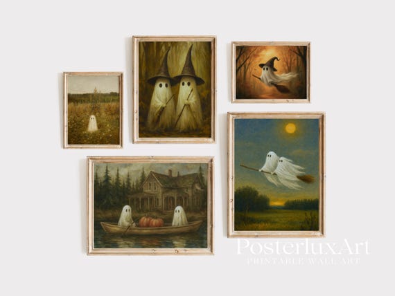 Halloween Ghost Wall Art Set of 5