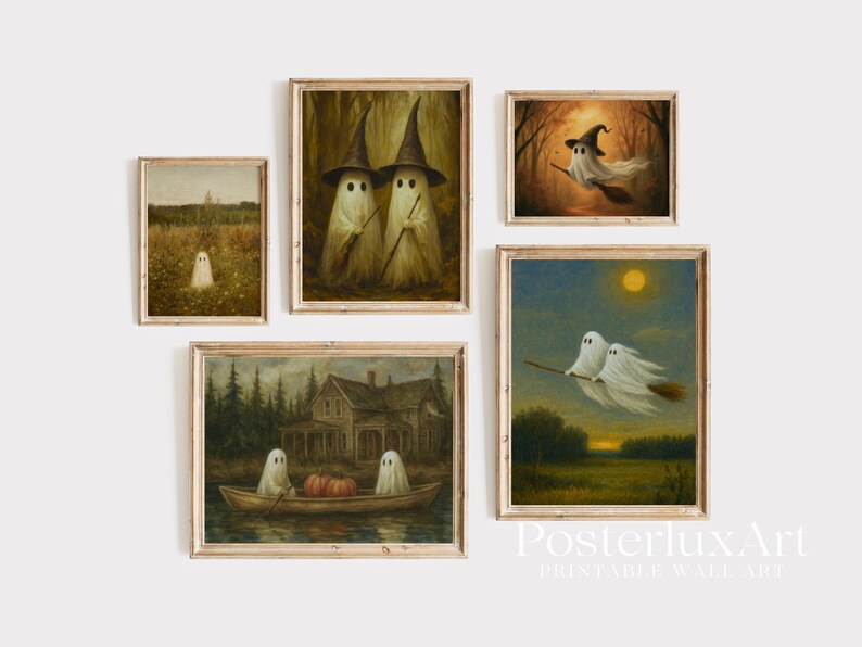 Halloween Ghost Wall Art Set of 5