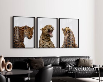 Set of 3 Leopard Wall Art, image 1