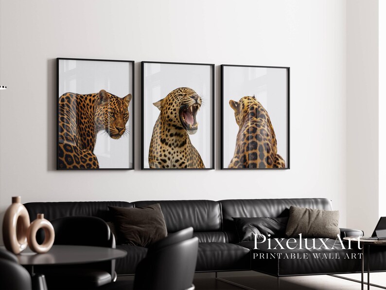 Set of 3 Leopard Wall Art