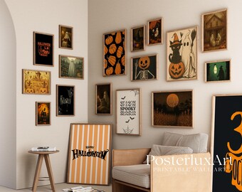 Vintage Halloween Wall Art Bundle Set of 18, image 1