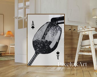 Black and White Ace of Spades Wine Glass Wall Art, image 4