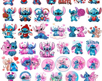 Stitch Valentine SVG Bundle: 50 Cute Love Designs PNG JPG for Cricut & Valentine Crafts