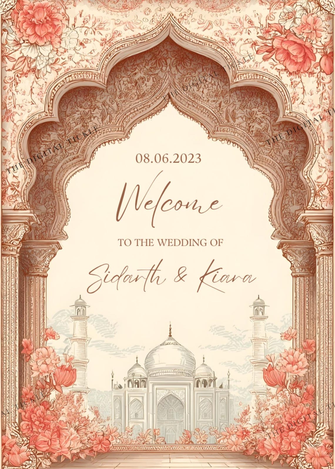 Taj Sign Pink Royal Taj Mahal Welcome Sign, Editable Indian Design (canva) - Etsy