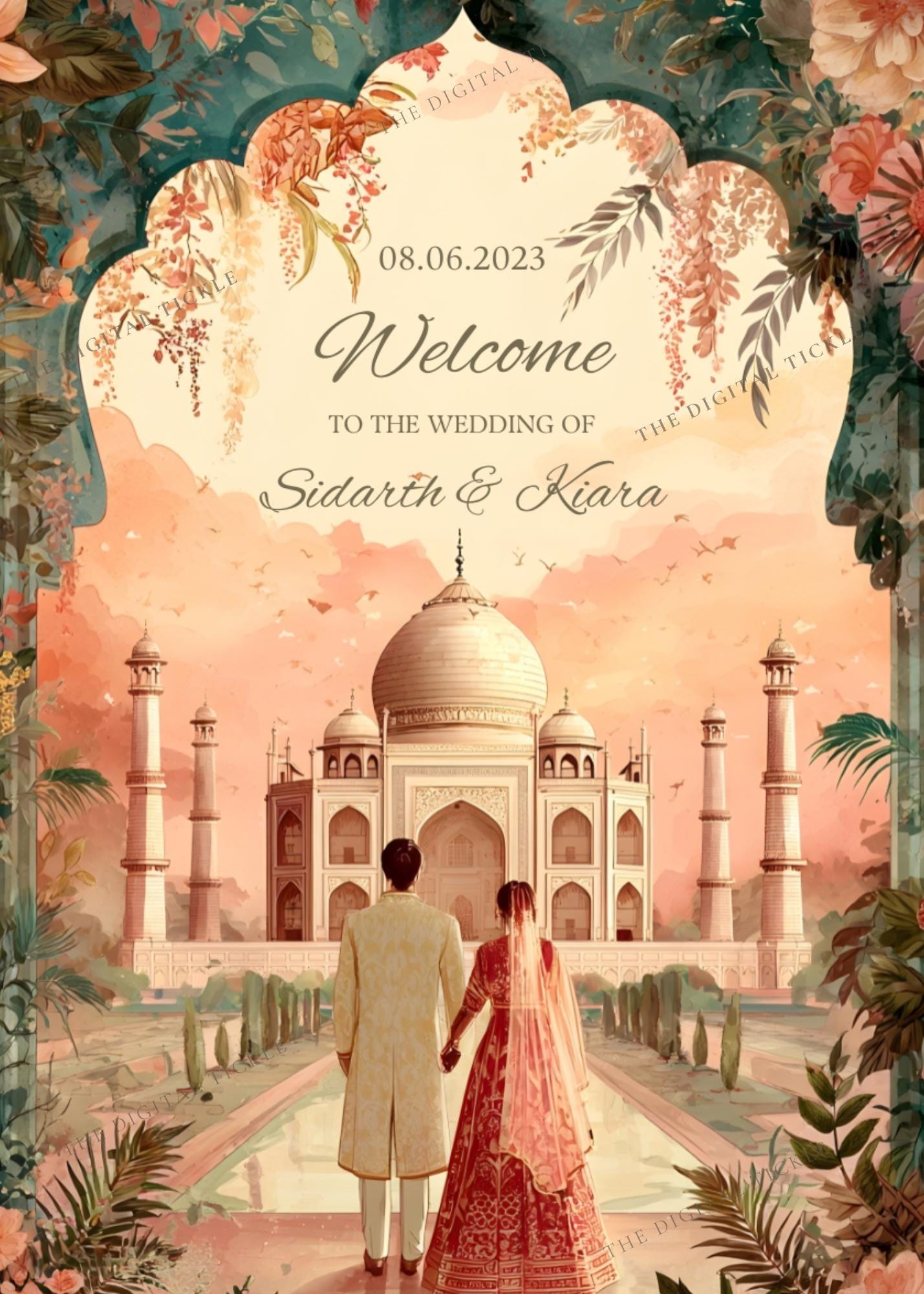 Taj Mahal Indian Wedding Welcome Sign, Royal Desi Decor (canva Template ...