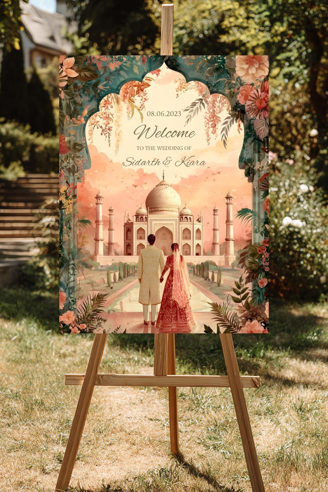 Taj Mahal Indian Wedding Welcome Sign, Royal Desi Decor (canva Template ...