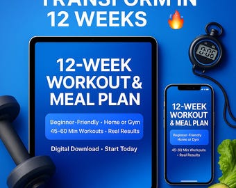 12-Week Workout Plan PDF | Lean Body Transformation with Meal Plan & Video Links | Home or Gym