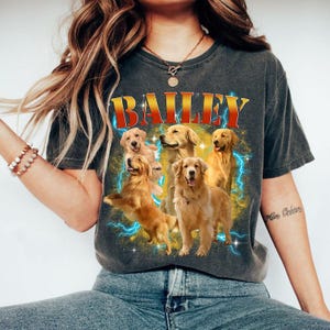 Personalisiertes Vintage Bootleg Haustier-Shirt Haustierfoto + Name Personalisiertes Hundeportrait Personalisiertes T-Shirts Katzen-Shirt 90&#39;s Tee