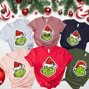 Maglietta con il volto del Grinch, Felpa con il Grinch, Felpa natalizia con il Grinch, Regali di Natale, Maglietta con il Grinch, Maglietta natalizia con il Grinch, Il Grinch, Volto del Grinch