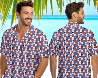 Funny 4th of July Hawaiian Shirt for Men, USA Butt Pattern Shirt, Patriotic Red White Blue Summer Shirt, Gag Gift, Beach Party Shirt