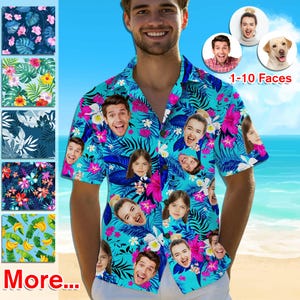 Personalized Hawaiian Shirt with Face,Custom Hawaiian Shirt with FacePhoto,Custom hawaiian shirt logo,All Over Print Hawaiian Shirt for Men