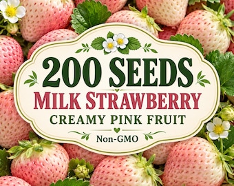 200 Milk Strawberry Seeds: Rare Creamy Pink Fruit, Non-GMO