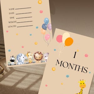 Cartes d'étape imprimables pour bébé | PDF A6 | 1-12 mois | Recto-verso | Téléchargement instantané
