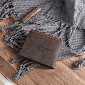 Cartera con foto personalizada para hombre / Cartera plegable de cuero con grabado personalizado / Regalo para el Día del Padre