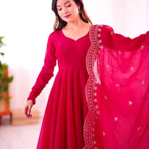 Pakistani Designer Chinnon silk fully embroidered Sequence Work Readymade Gown Stitched Wedding Wear Gown