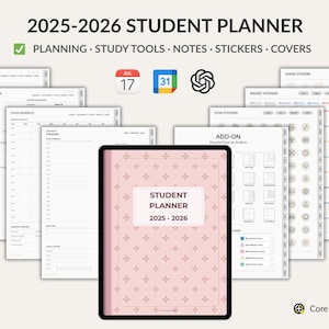 Agenda digitale per studenti 2025-2026 (studio, pianificazione, appunti, adesivi)