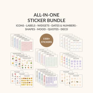 Más de 1500 pegatinas digitales para agendas: paquete de iconos, etiquetas y widgets (PNG, descarga digital)