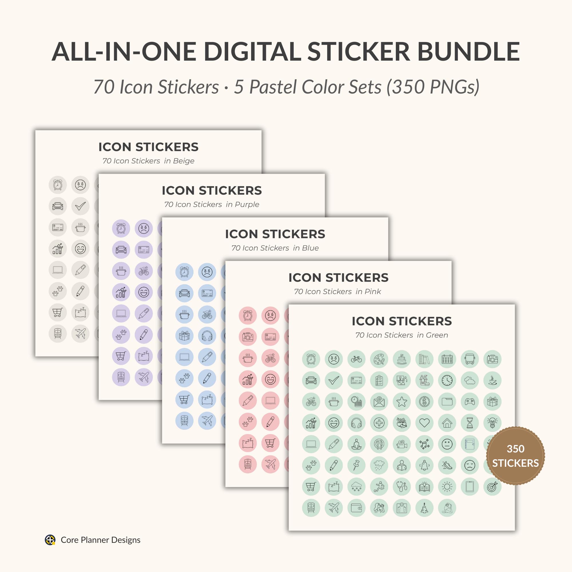 Sticker Widget 1500+ Digital Planner Stickers – Icon, Label, Widget Bundle (PNG ...